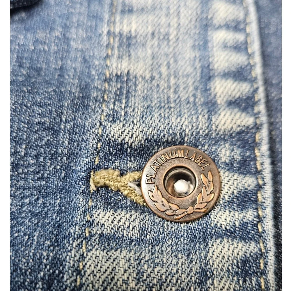 Lee Platinum Label Womens Dark Wash Cropped‎ Denim Trucker Jacket Blue Size M